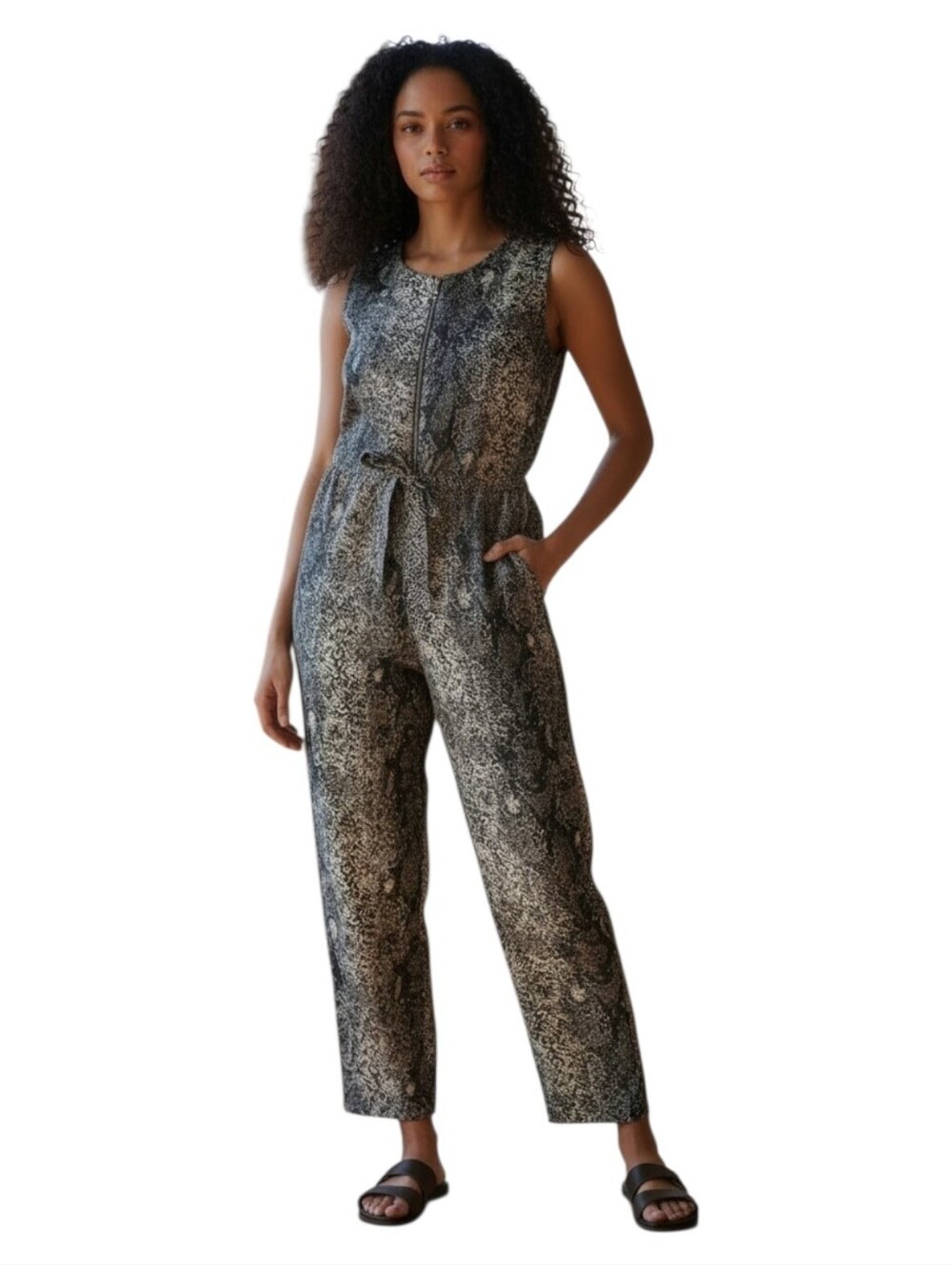 W118 WALTER BAKER KILEY Snake-Print Zip Front Jumpsuit P2p16 L55 XS Very Good C